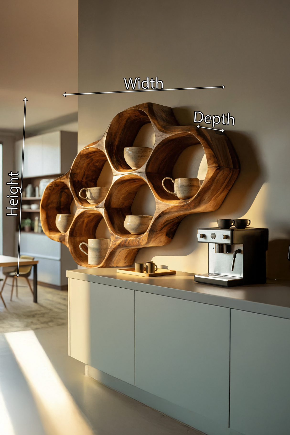 Handcrafted Honeycomb Wall Shelf For Coffee Station Stylin