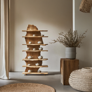 Rustic Solid Wood Standing Shelf For Entryway Design Ideas