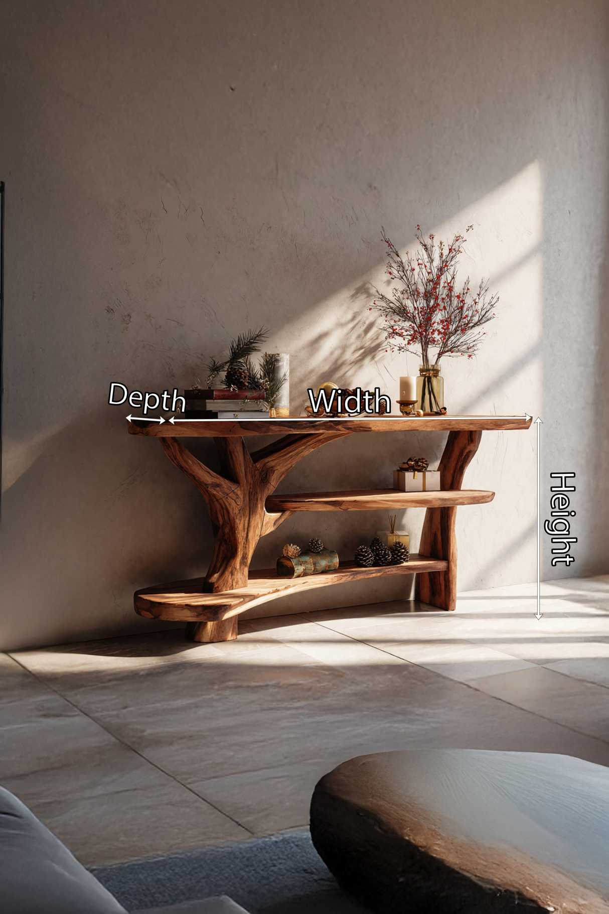 Farmhouse Wooden Live Edge Console Table For Entryway Furniture Design