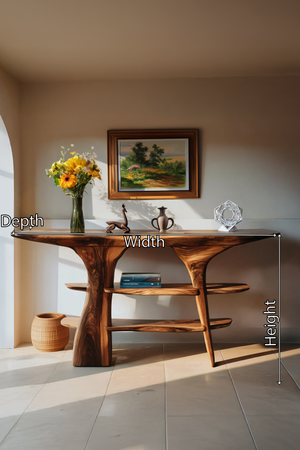Mid Century Wooden Entry Table For Living Room Styling