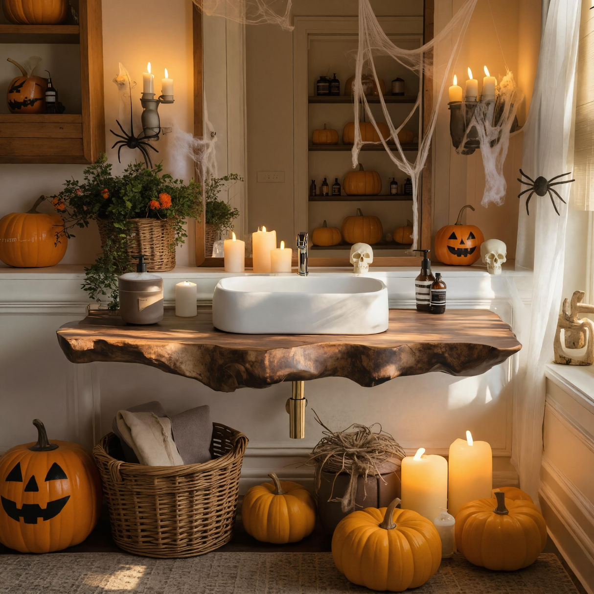 Modern Wooden Live Edge Bathroom Shelf For Furniture Decor Halloween Ideas