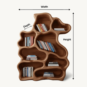 Organic Modern Bookshelf With Carved Design For Living Room And Home Library