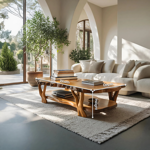Contemporary Live Edge Coffee Table Two Layered Design For Living