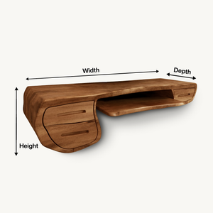 Floating Sculptural Desk With Drawers For Home Office And Studio
