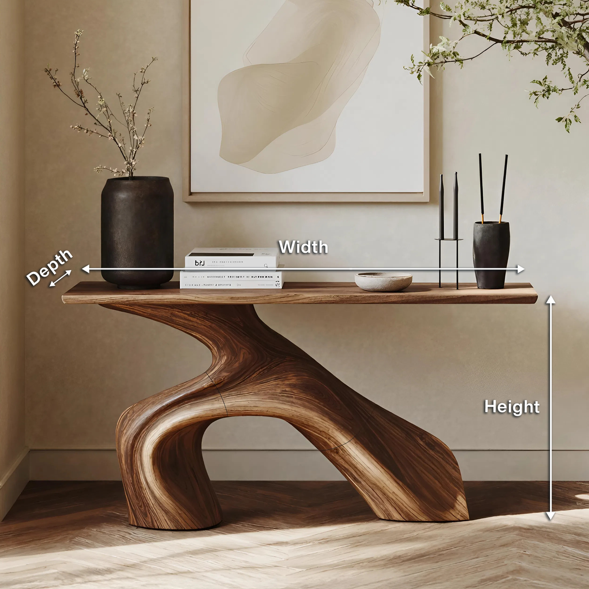 Farmhouse Live Edge Console Table Entryway Decor