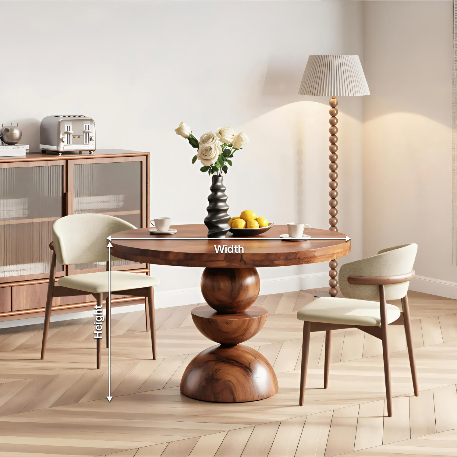 Modern Round Dining Table With Geometric Base For Kitchen And Dining Room