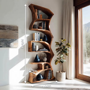 Modern Bookshelf With Curved Design For Study