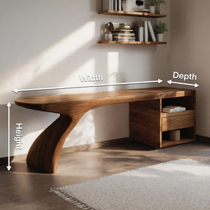 Modern Desk With Sculptural Single-Leg For Home Office