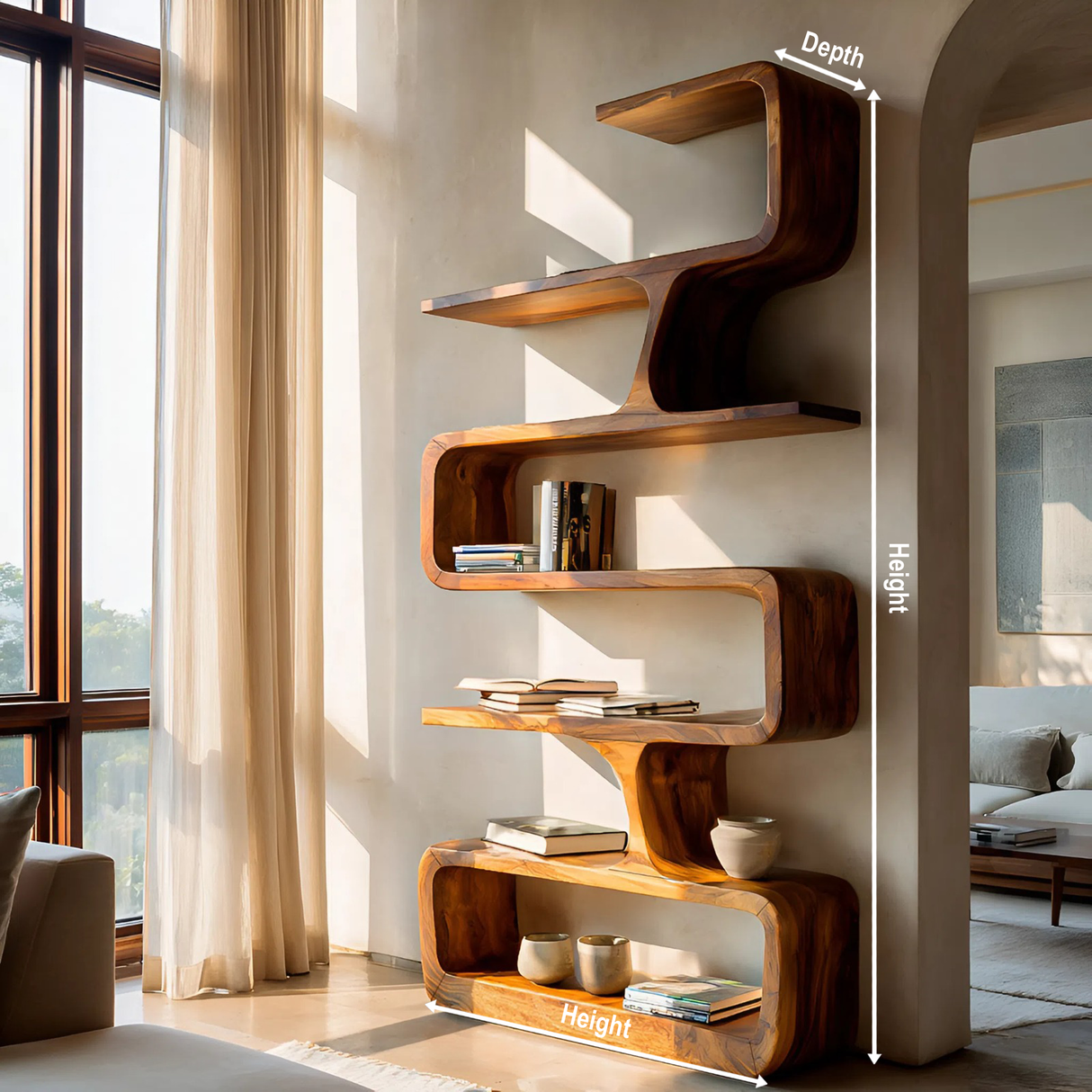 Contemporary Handmade Wooden Bookshelf For Home Styling
