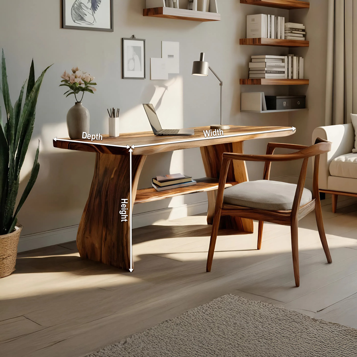 Farmhouse Live Edge Desk For Creative Studio And Office