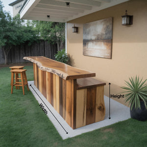 Rustic Live Edge Outdoor Bar Table For Patio Or Garden