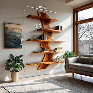 Sculptural Wall Mounted Bookshelf For Modern Living Room