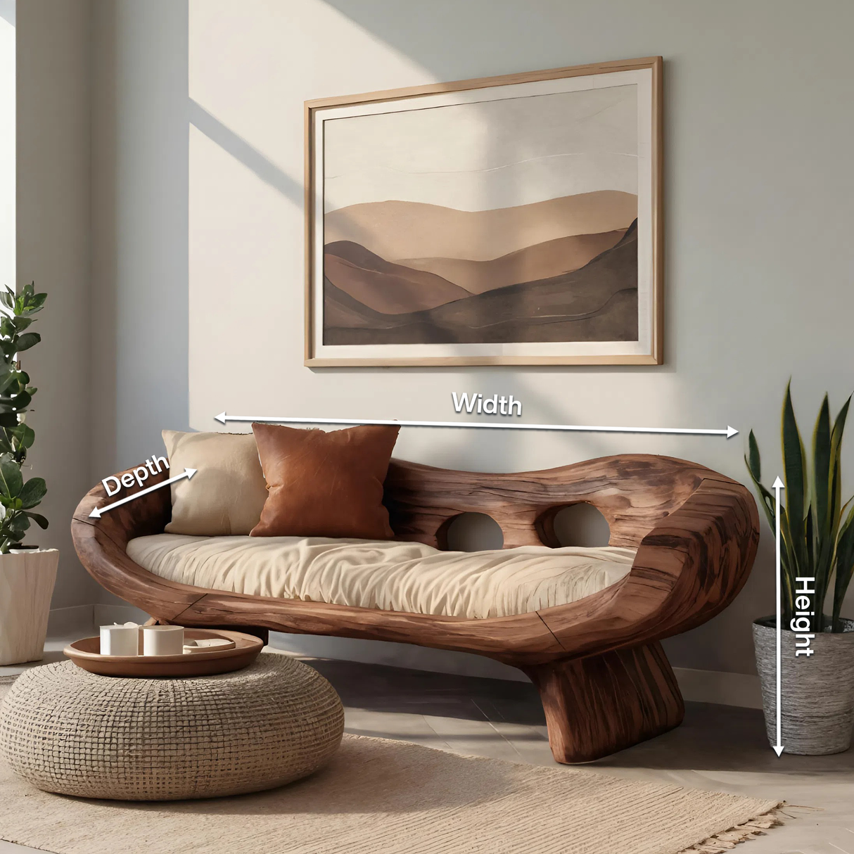 Artistic Sculptural Sofa With Curved Design For Living Room