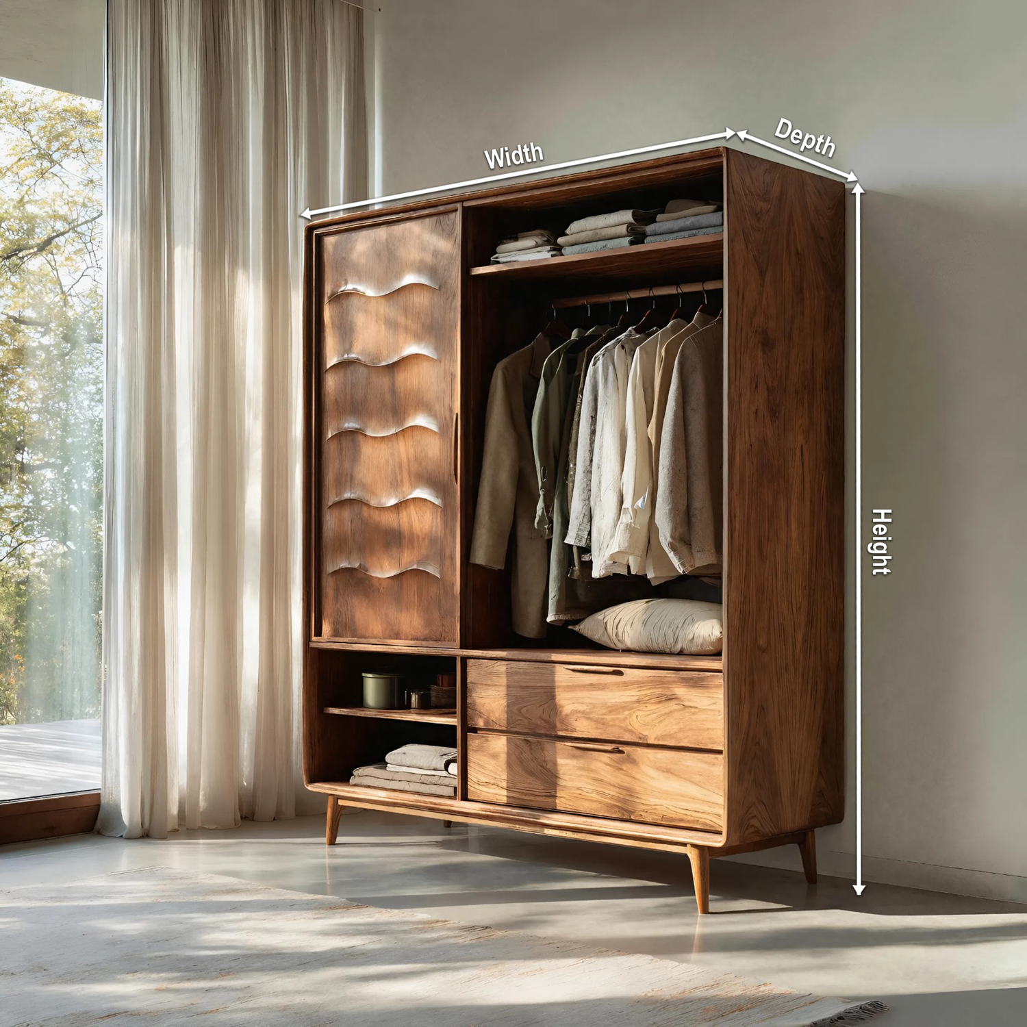 Modern Wardrobe With Drawers For Bedroom