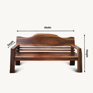 Rustic Outdoor Wooden Bench With Curved Backrest For Garden Or Porch