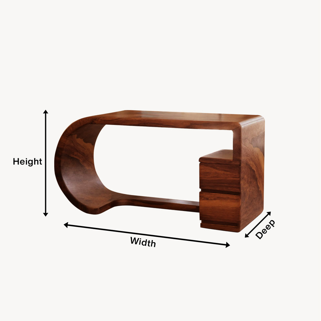 Curved Sculptural Desk With Fluid Form For Home Office And Studio