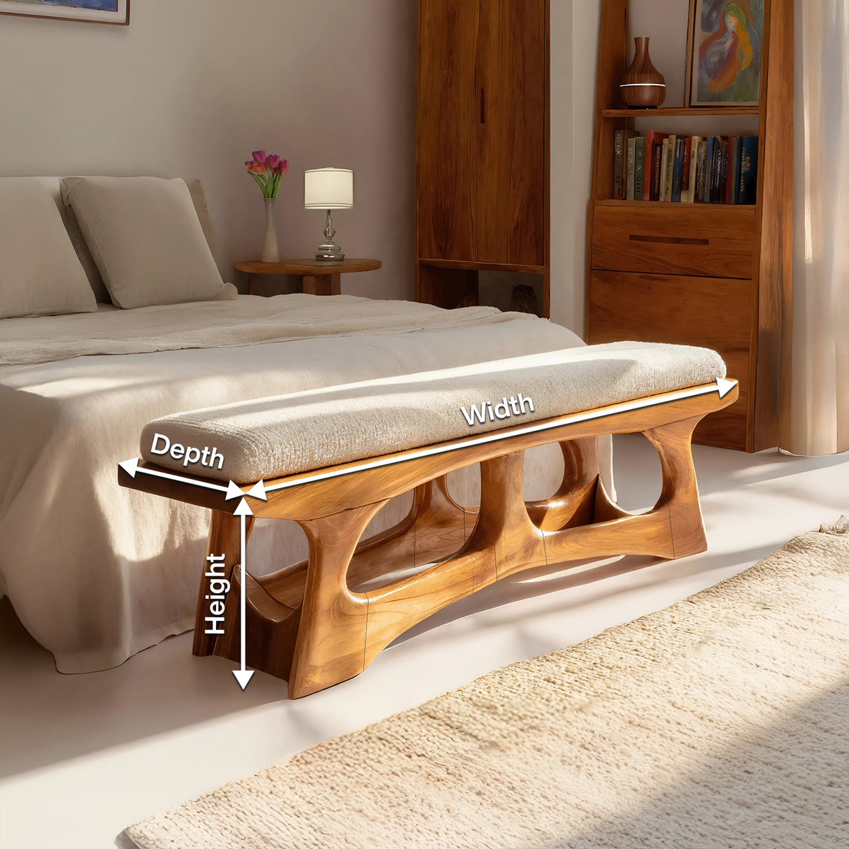 Handcrafted Curved Wood Bench For Furniture Styling
