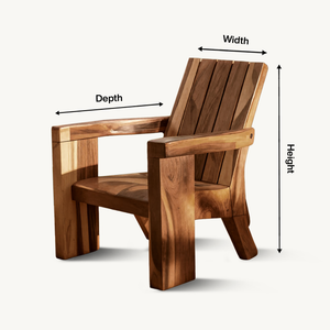 Rustic Outdoor Wooden Lounge Chair With Armrests For Garden Or Porch