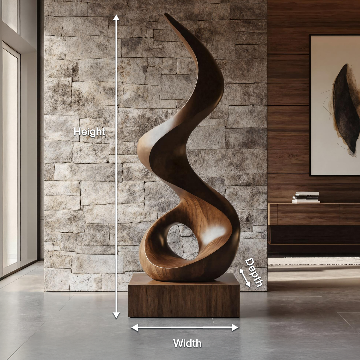 Mid Century Abstract Wooden Sculpture For Outdoor Garden