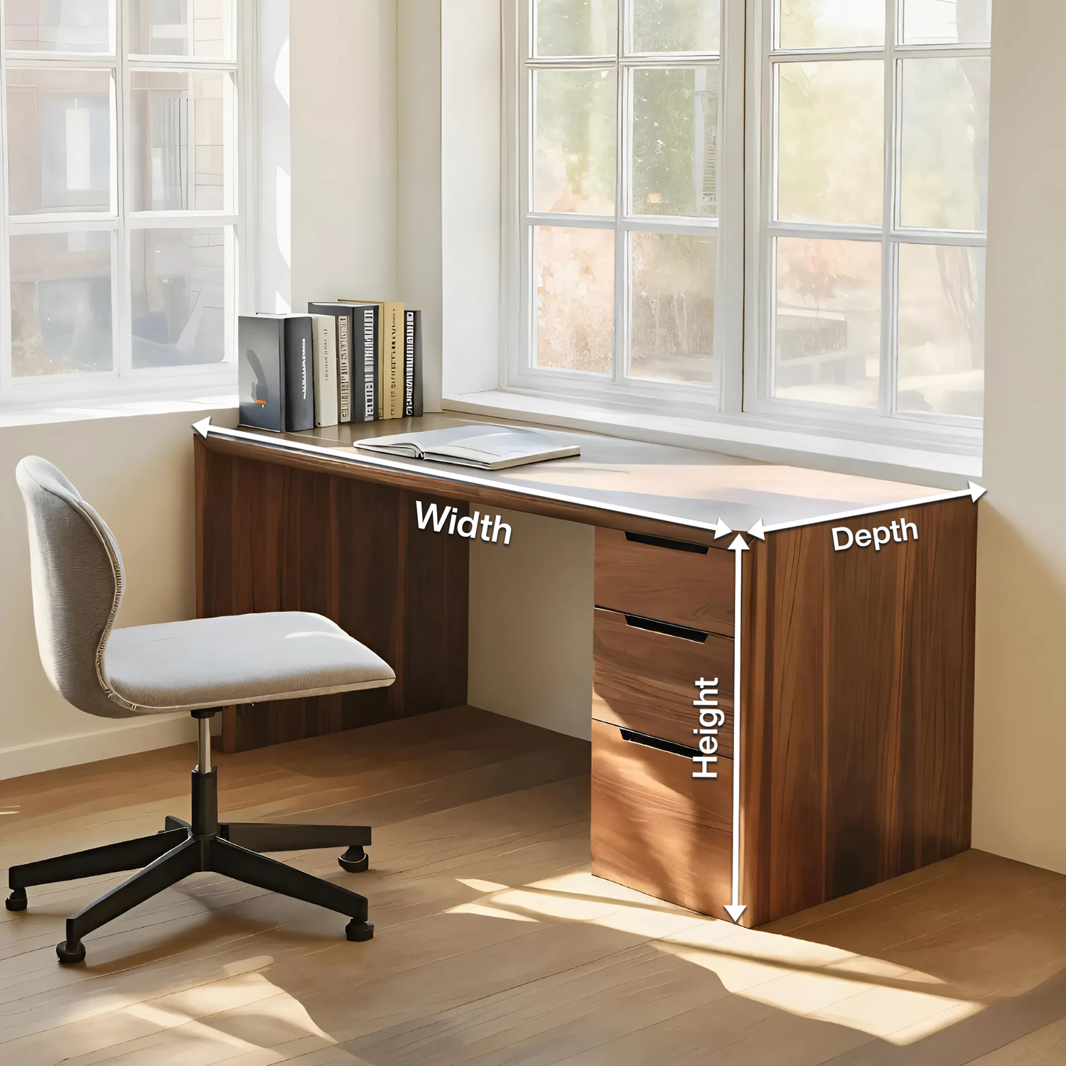 Modern Minimal Desk With Drawers For Home Office