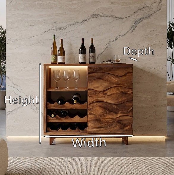 Modern Wine Cabinet Natural Wood For Dining Room