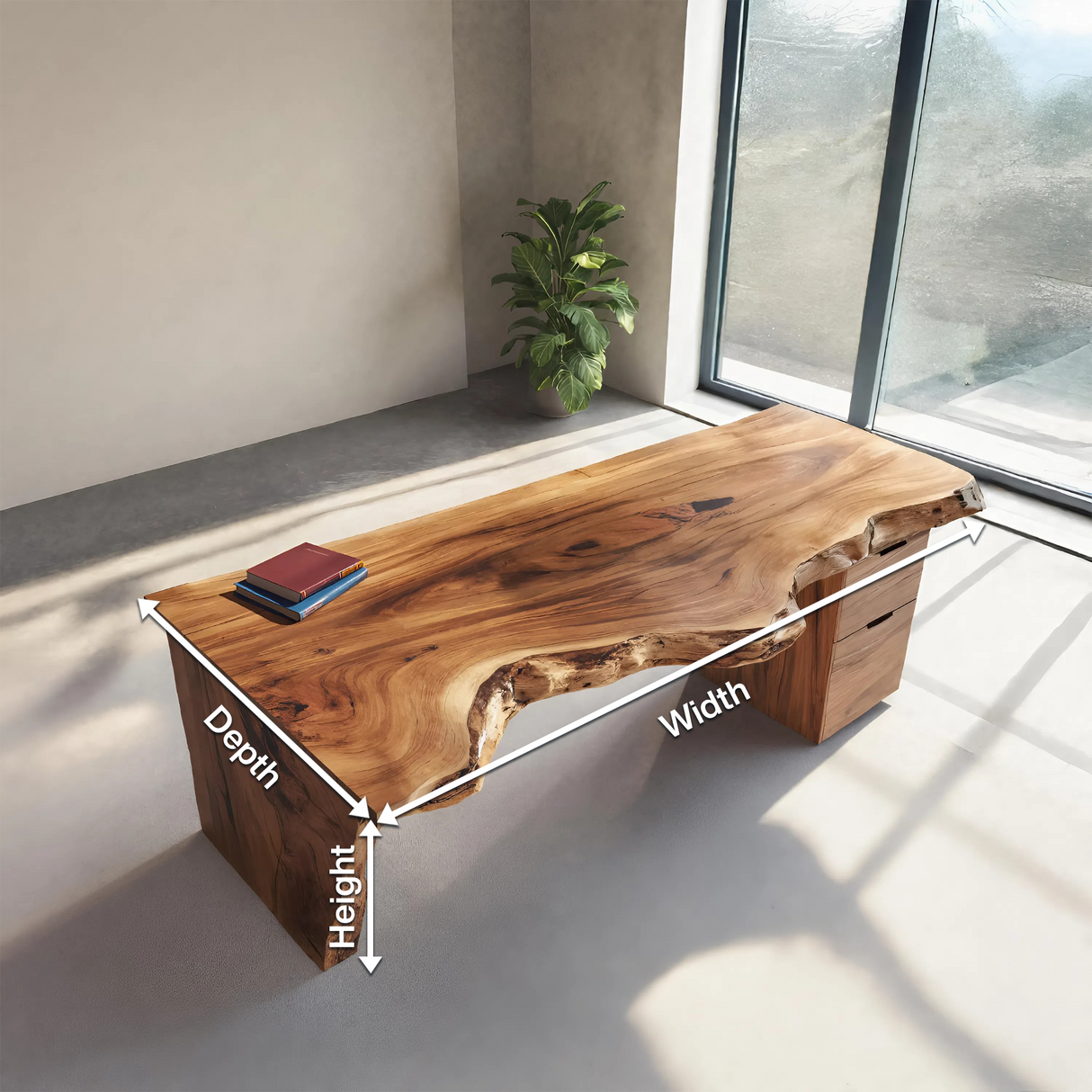 Handcrafted Live Edge Desk For Office Or Workspace