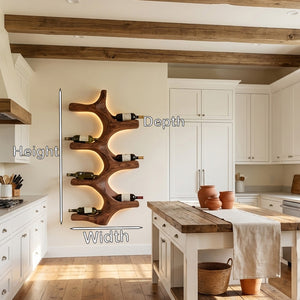 Modern Wall Mounted Wine Rack Natural Wood For Kitchen