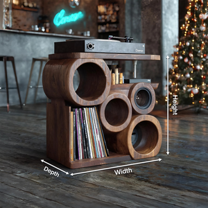 Farmhouse Solid Wood Record Stand For Rustic Christmas Home