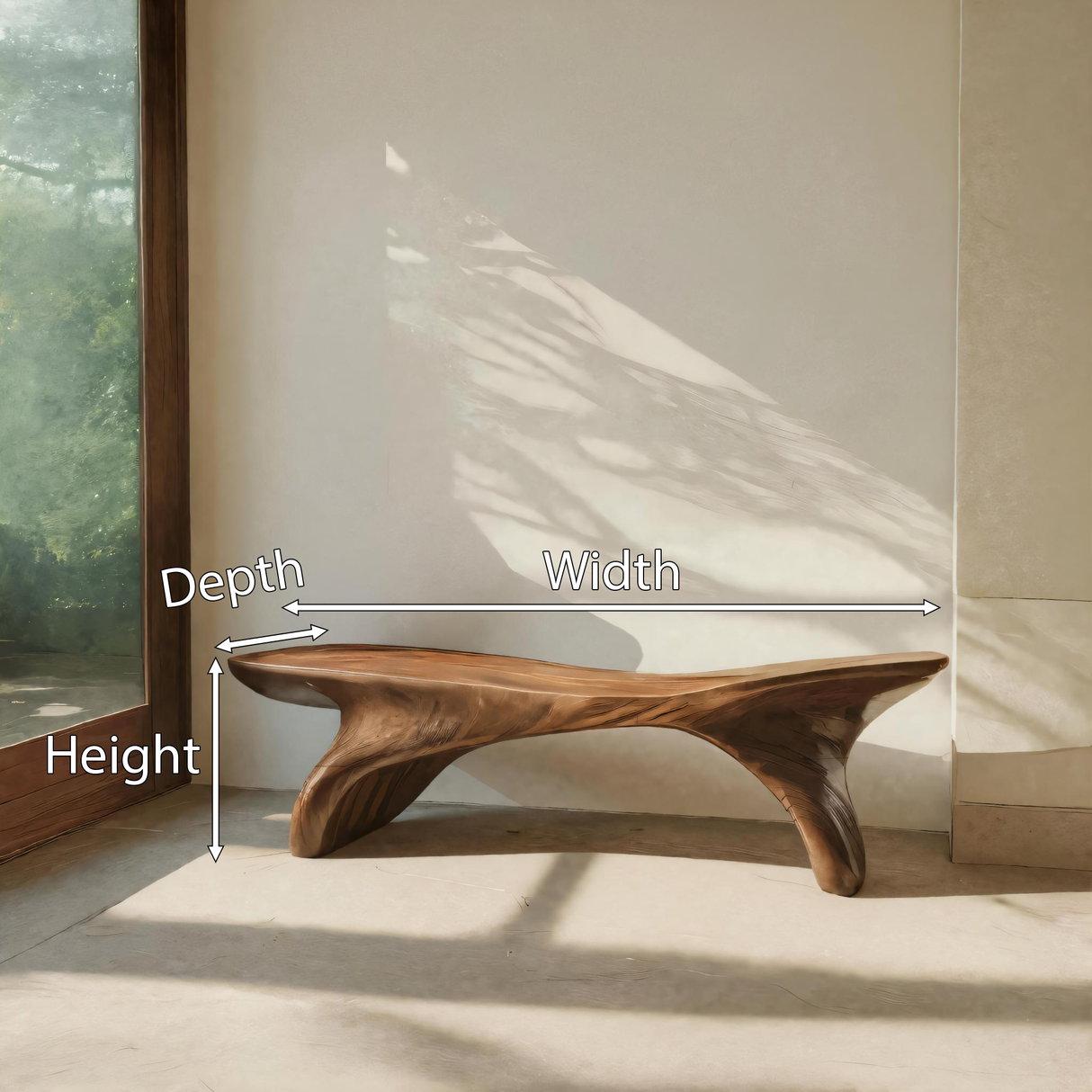 Organic Sculptural Bench With Curved Design For Entryway