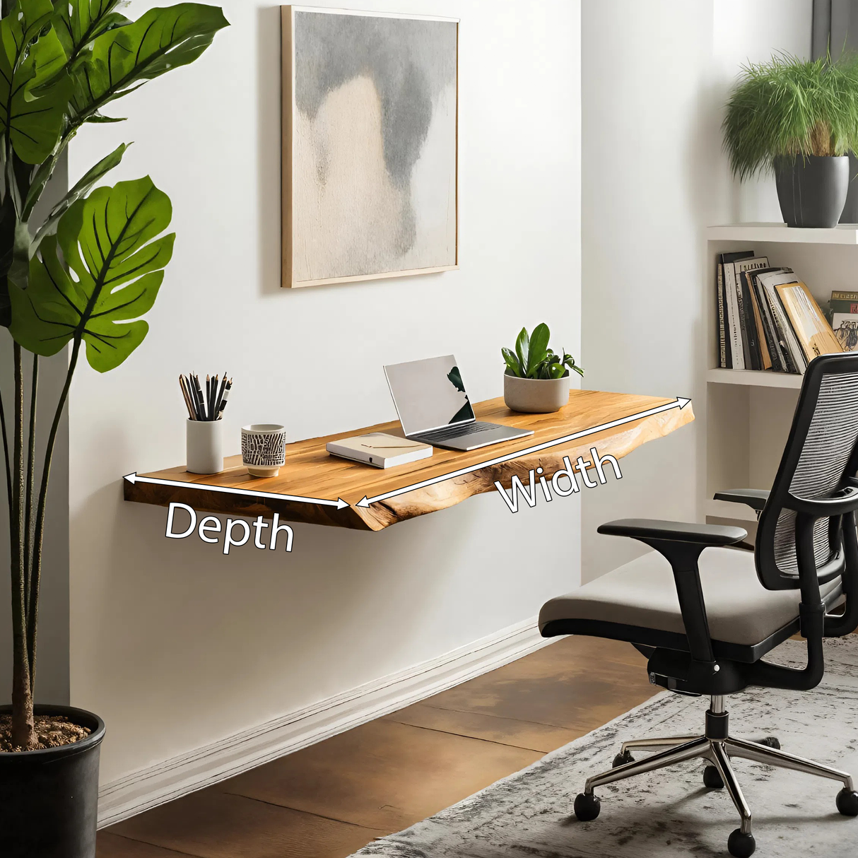 Minimalist Floating Live Edge Desk For Home Office