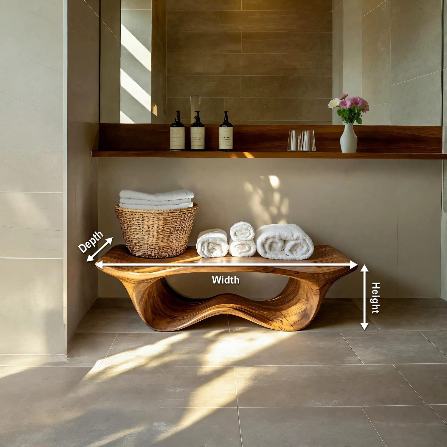 Organic Sculptural Shower Bench For Bathroom