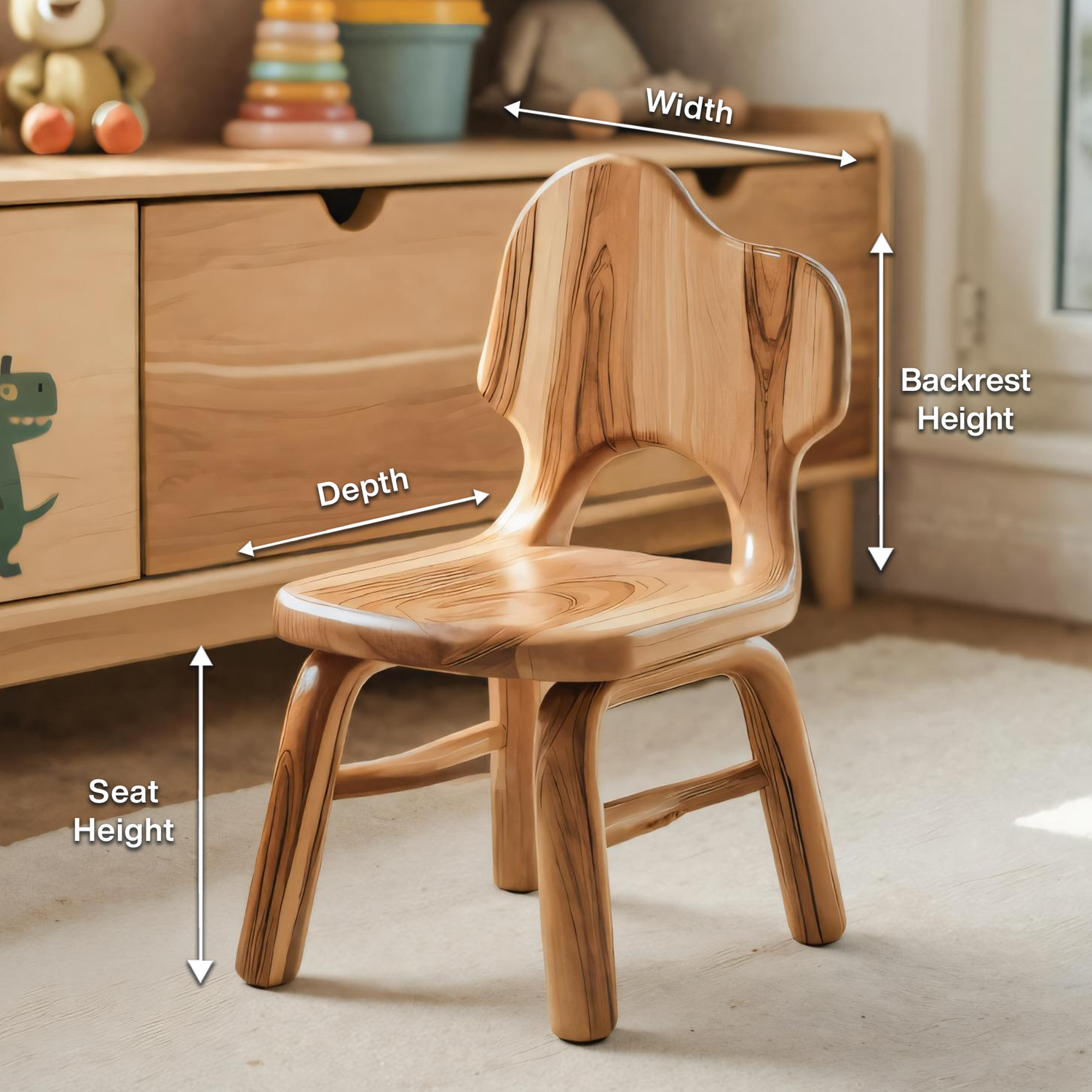 Montessori Toddler Chair With Cute Backrest For Playroom Nursery And Preschool