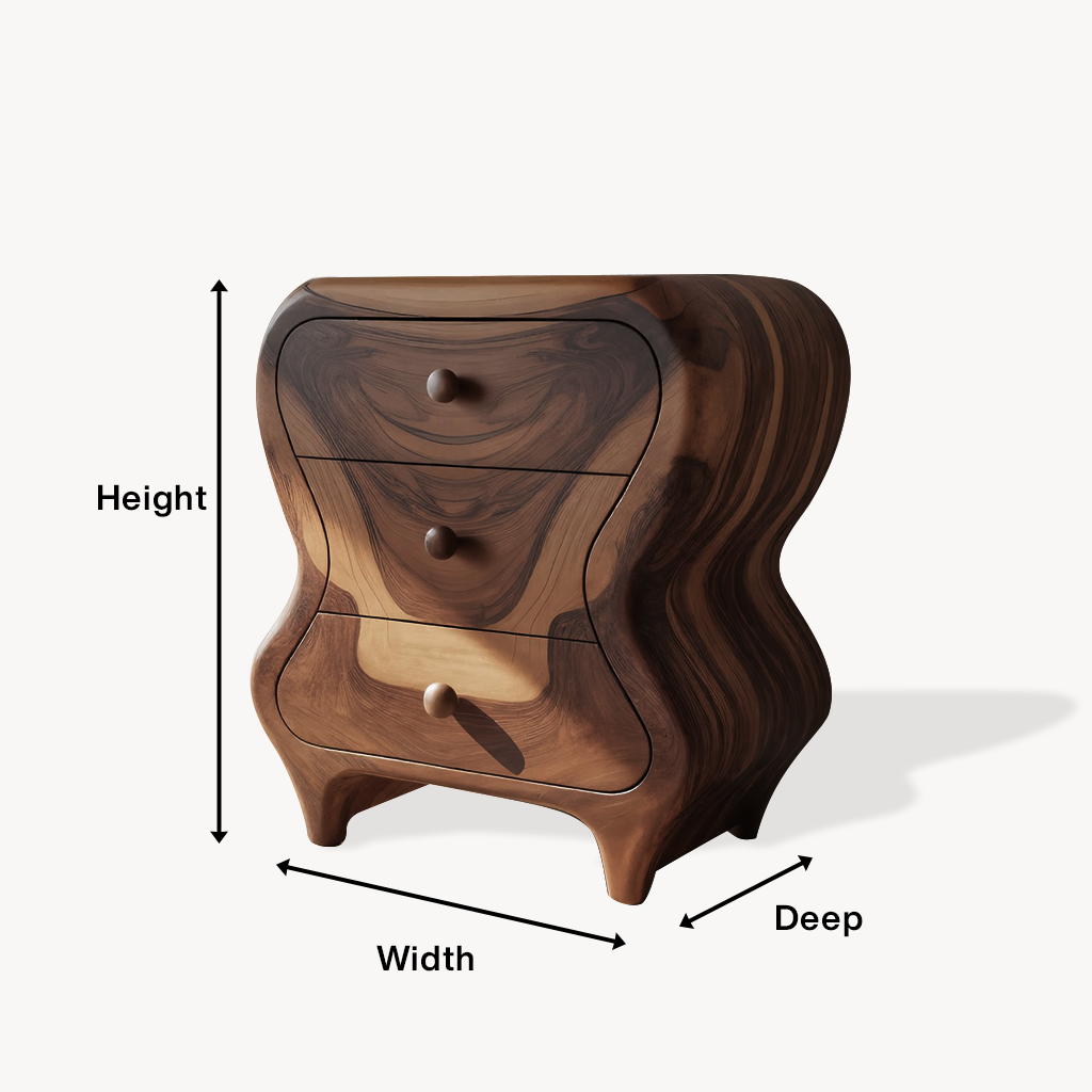 Sculptural Cabinet With Organic Curves And Drawers For Bedroom And Entryway