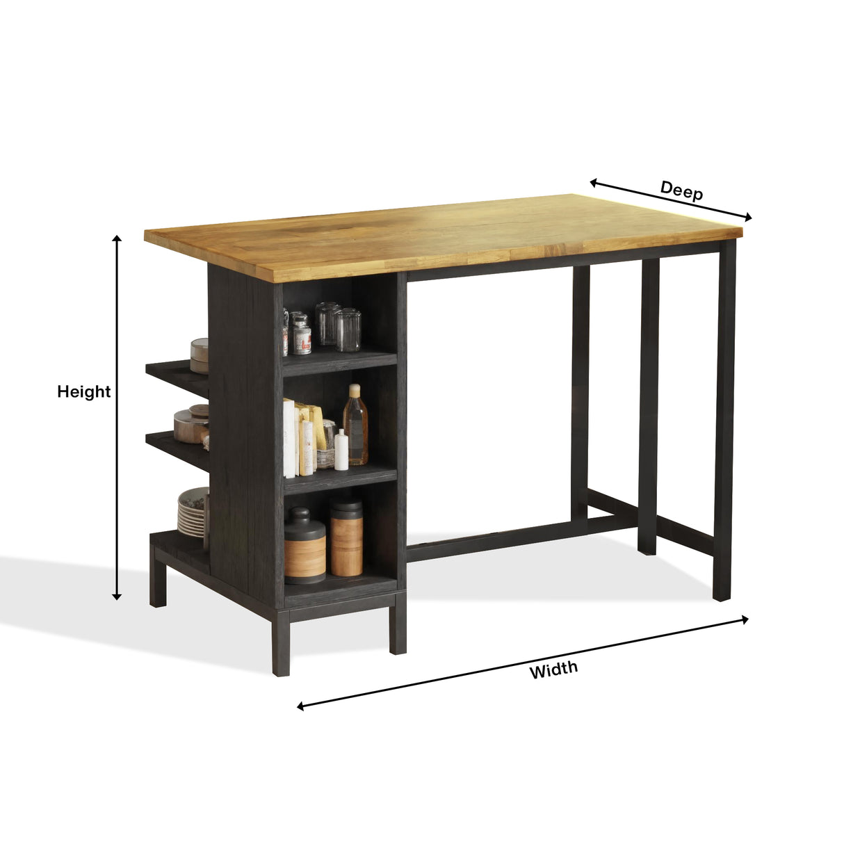 Industrial Kitchen Bar Table With Metal Legs For Apartment Dining