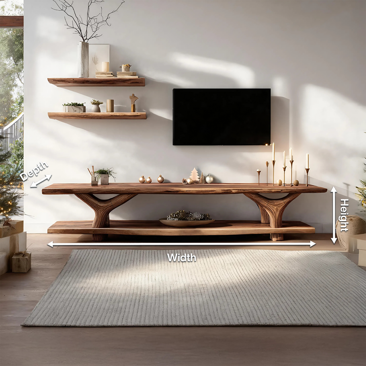 Mid Century Solid Wood TV Console For Christmas Bedroom And Entryway