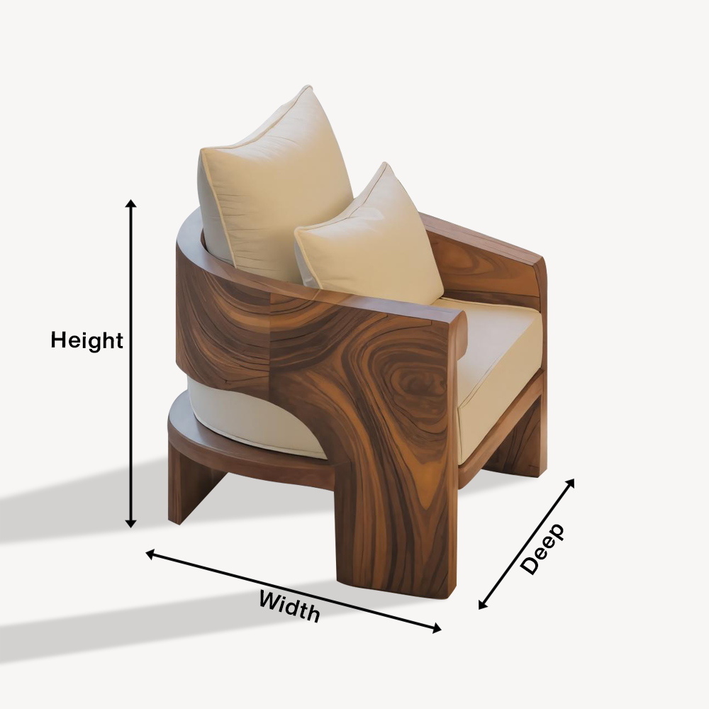 Curved Outdoor Wood Lounge Chair For Patio Or Balcony