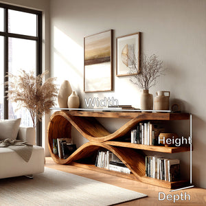 Contemporary Curved Wooden Console Table For Living Room