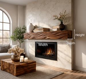 Rustic Wooden Floating Fireplace Shelf For Living Decor