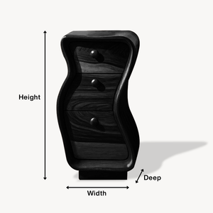 Wavy Sculpted Nightstand With Drawers For Bedroom And Contemporary Interior