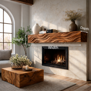 Wooden Fireplace Shelf With Wave Carved For Modern Home Decor
