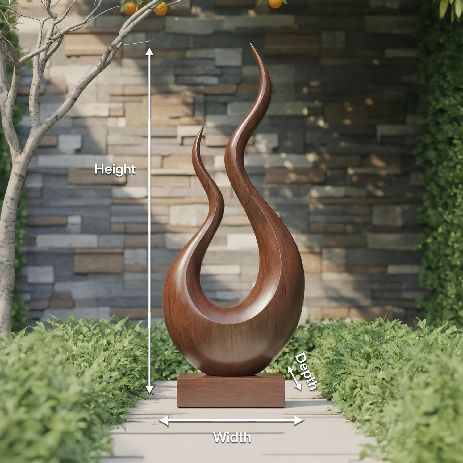 Mid Century Wooden Sculpture For Garden Decorative Panel