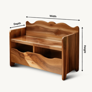 Montessori Bench With Book Storage For Kids Room Entryway And Playroom