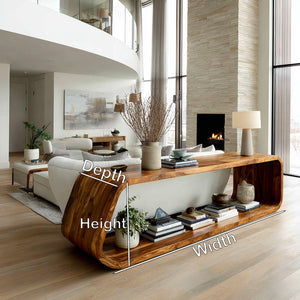 Modern Wood Console Table With Rounded Form For Living Room