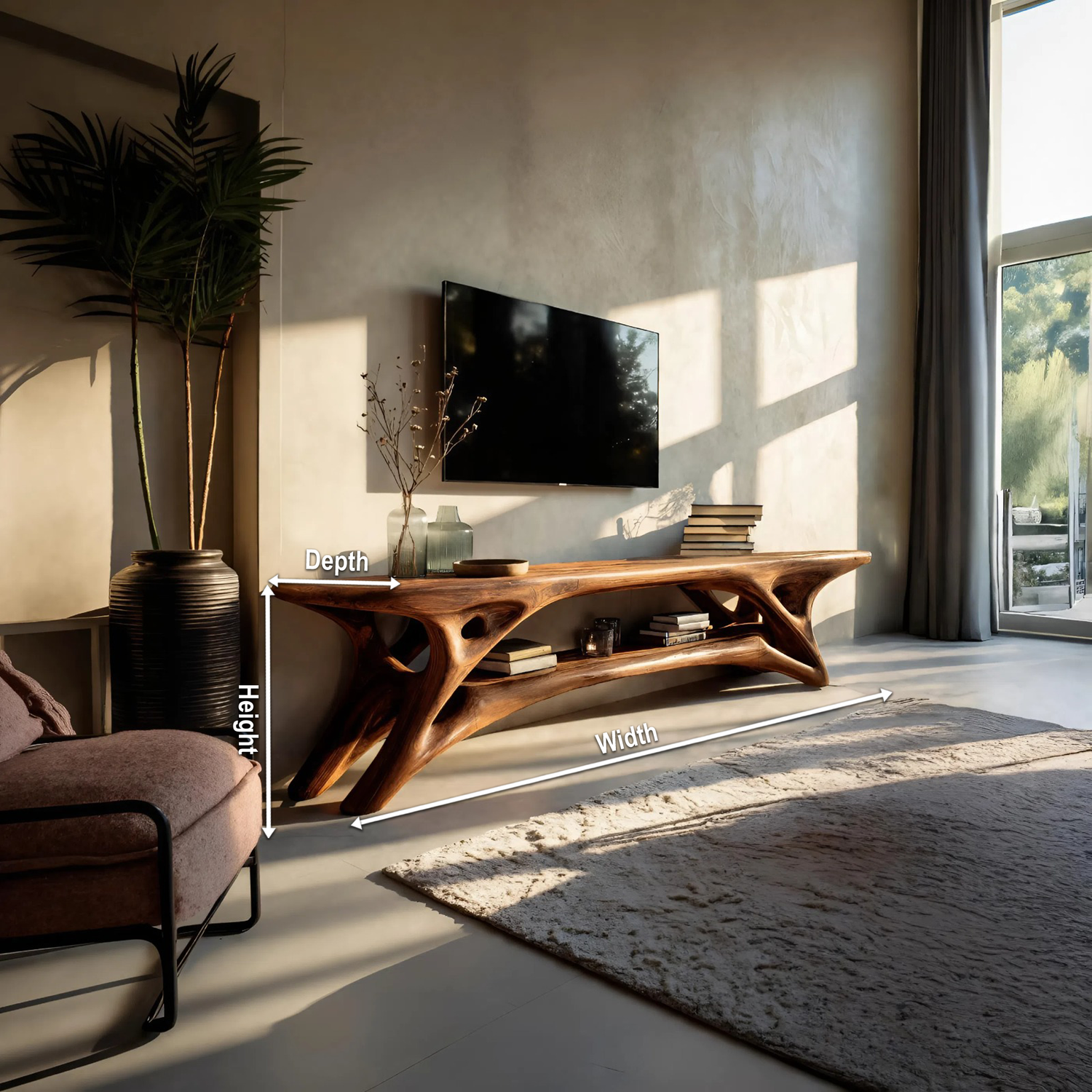 Elegant Curved  TV Cabinet For Contemporary Home Decor