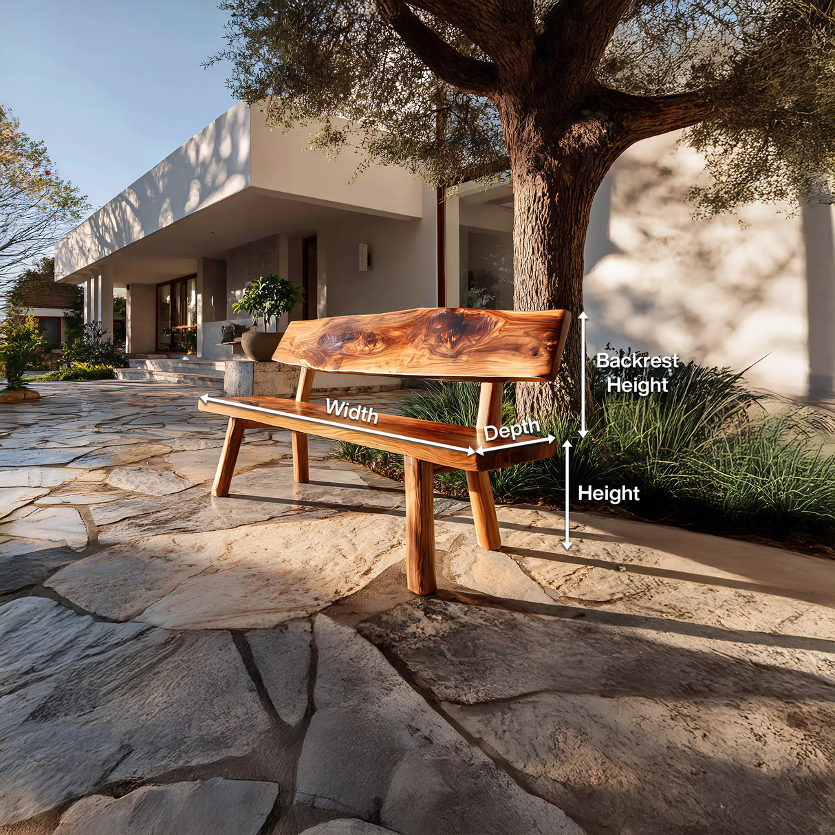 Handmade Outdoor Wooden Bench For Patio And Terrace