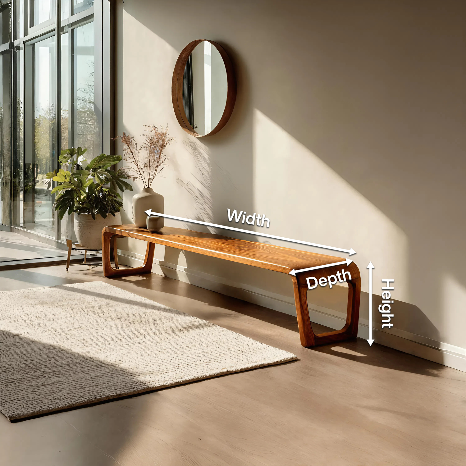 Elegant Sculptural Entryway Bench For Modern Hallway Seating