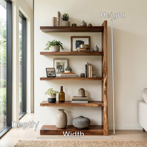 Organic Wooden Standing Shelf For Minimalist Home