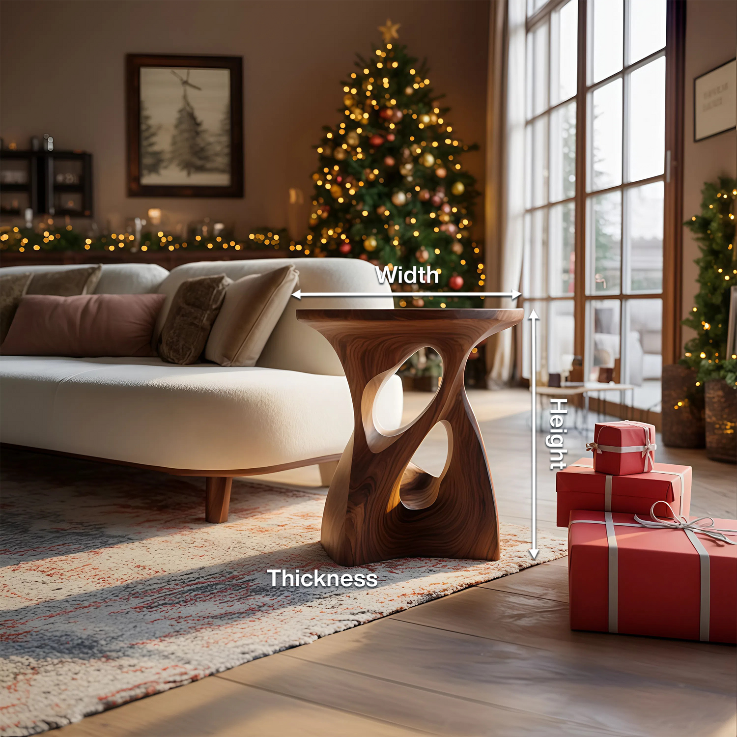 Sculptural Curved Side Table For Holiday Decoration