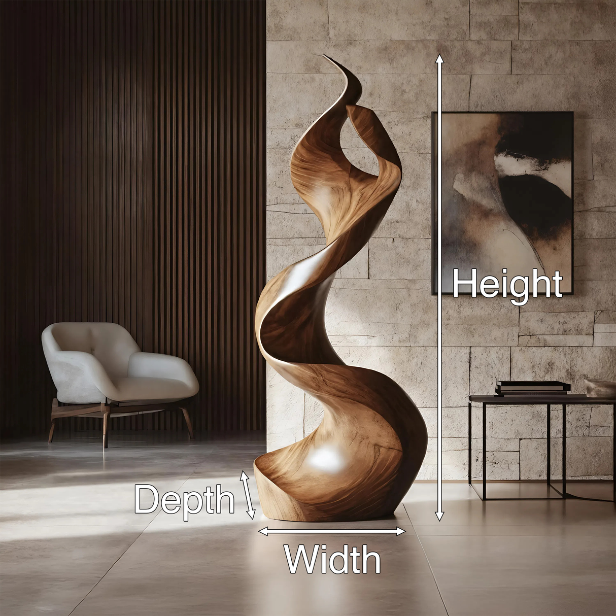 Rustic Large Wooden Sculpture For Furniture Art Feature