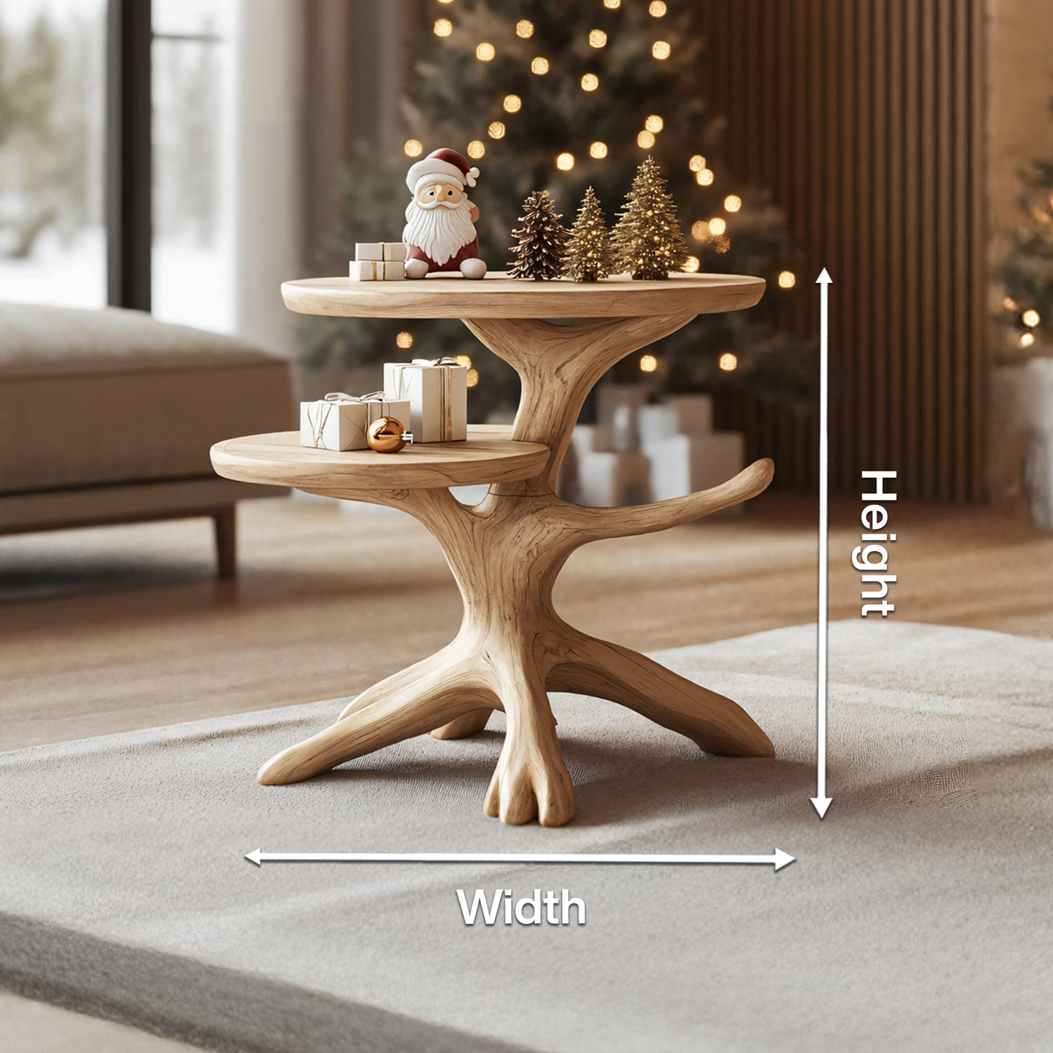 Handcrafted Round End Table For Entryway Design Xmas Accent